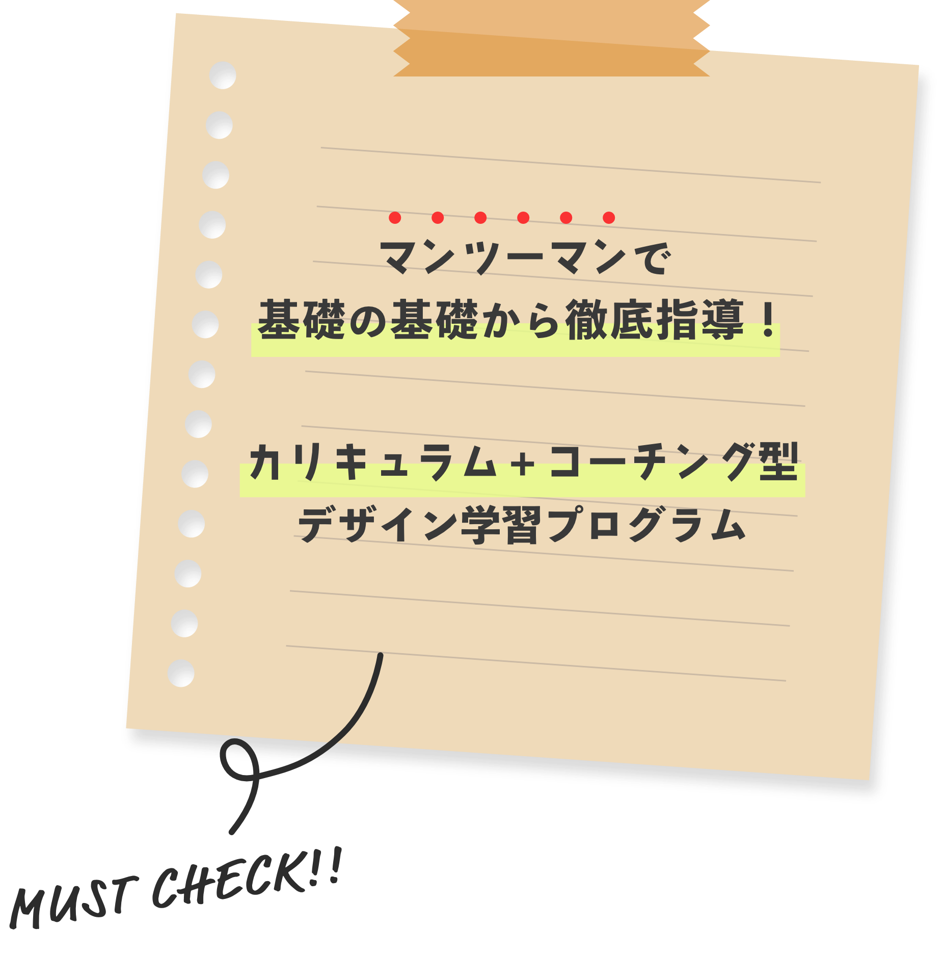 マンツーマンで基礎の基礎から徹底指導！カリキュラム＋コーチング型デザイン学習プログラム
